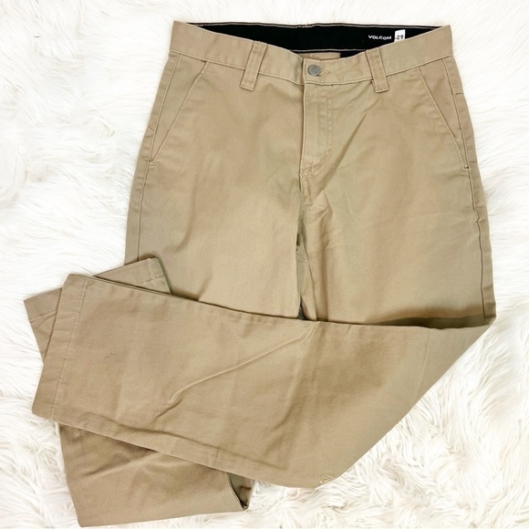 VOLCOM KHAKI TAN STRAIGHT LEG FLAT FRONT MENS PANTS SZ 29 - Picture 1 of 5